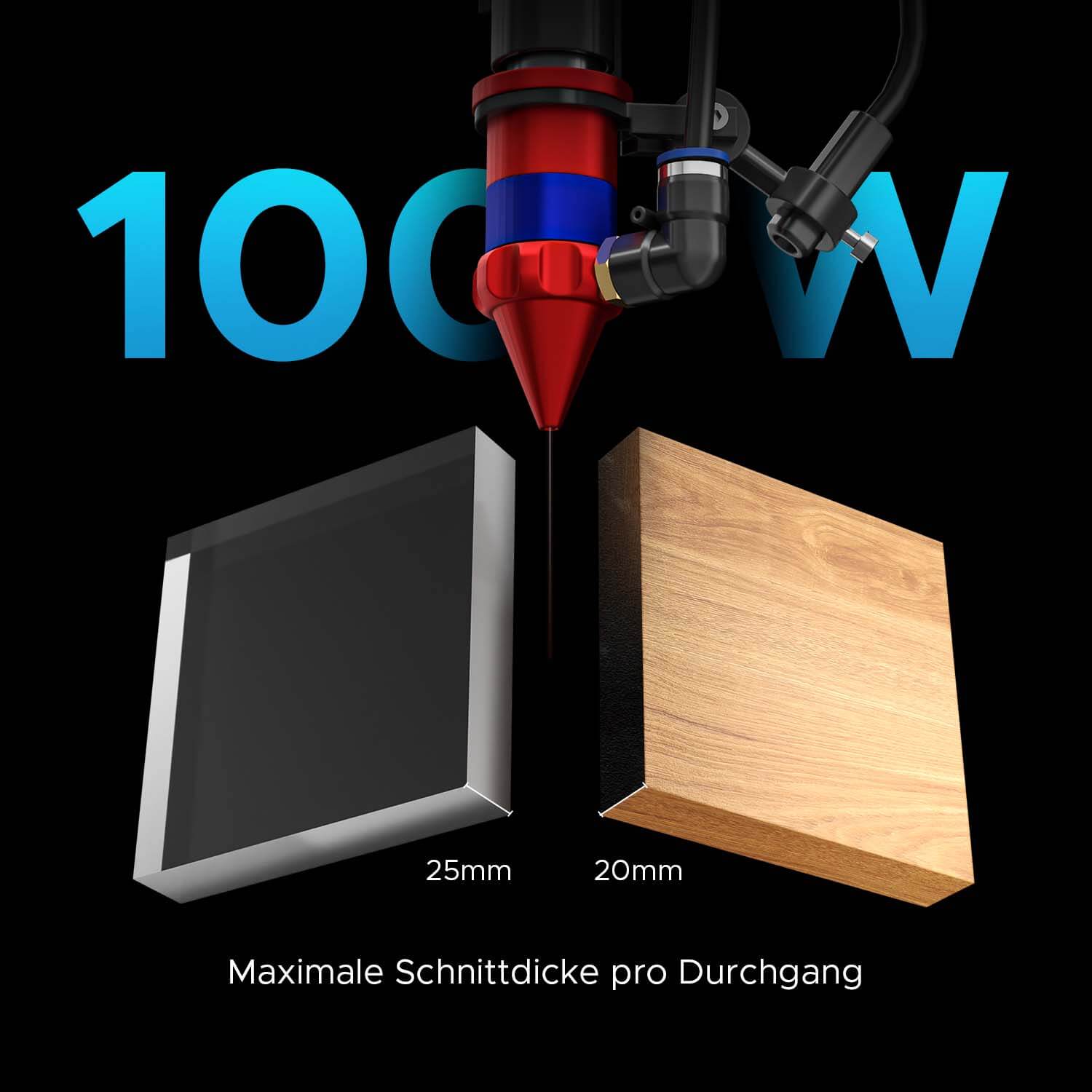 100W CO2 Laser Graviermaschine & Cutter mit 1000x600mm Gravurfläche | Max-1060R - Image 9