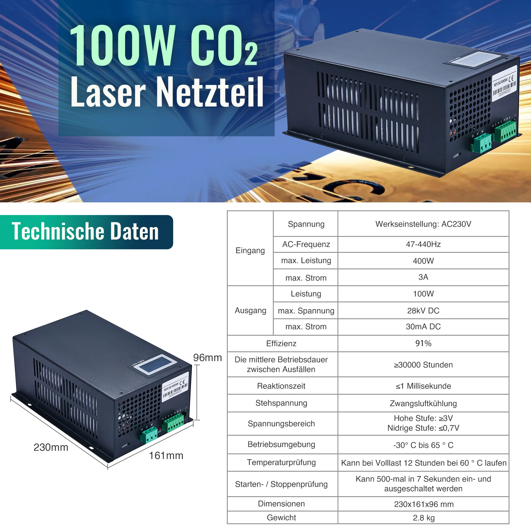 100W Netzteil für CO2 Laser Graviermaschinen und Lasercutter | LN-100 - Image 5
