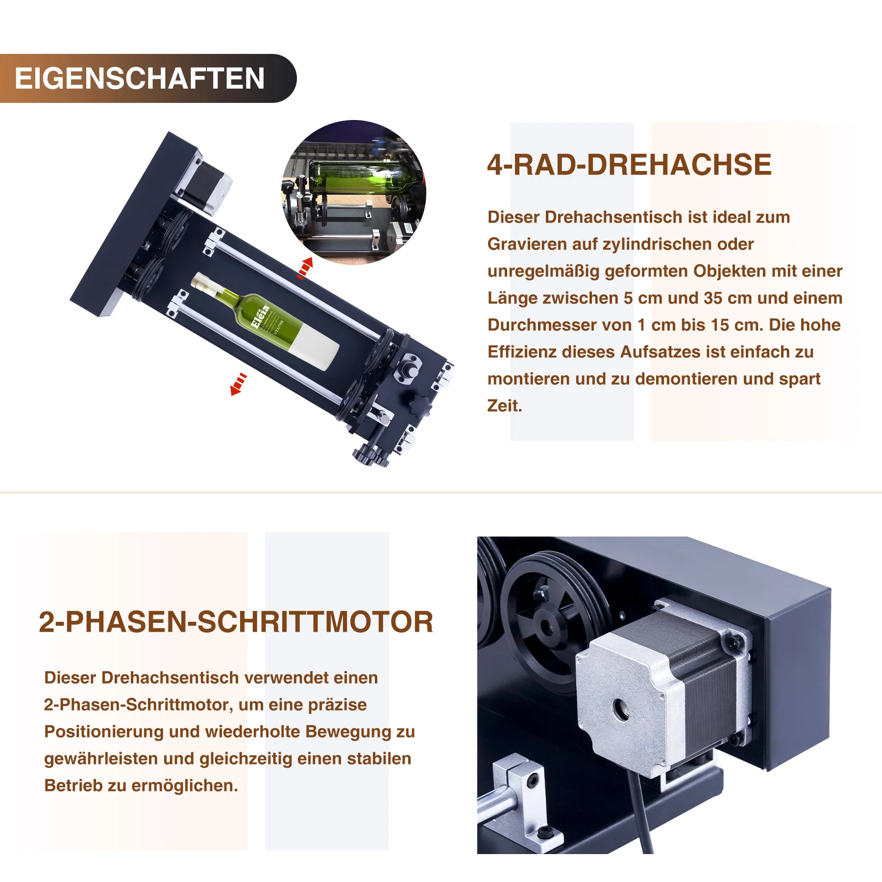 4-Räder-Drehachse für CO2 Laser Graviermaschinen & Lasercutter | LRA-GL49 - Image 6