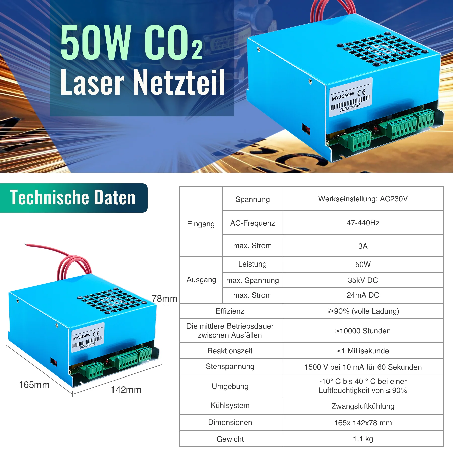 50W Netzteil für CO2 Laser Graviermaschinen und Lasercutter | LN-50 - Image 5