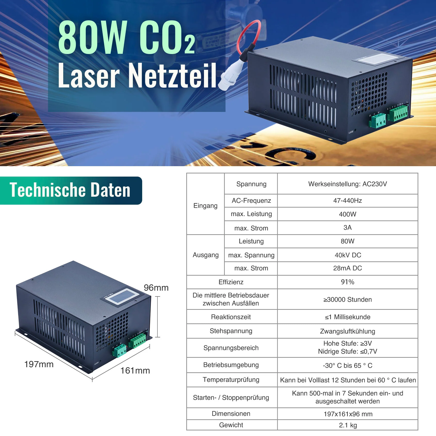 80W CO2-Laser-Netzteil & Stromversorgung | LN-80 - Image 5