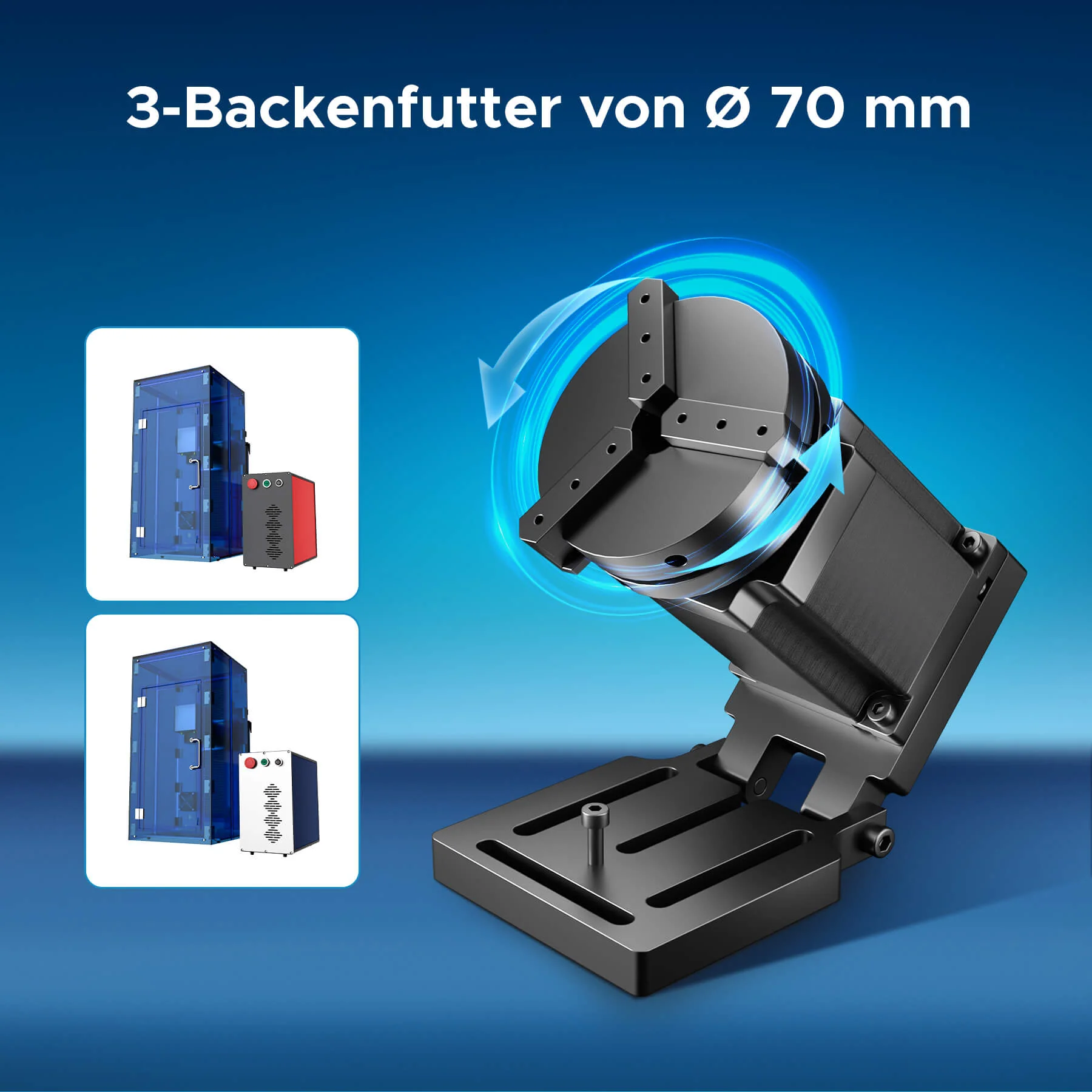 Drehachse mit 3-Backen-Drehfutter für MOPA und Faserlaser Graviermaschinen | LRA-MN70 - Image 6